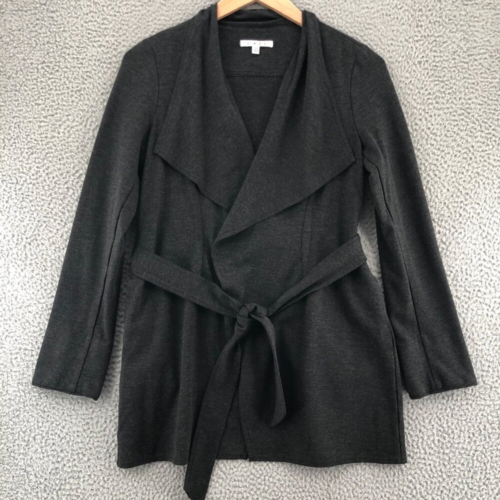 CAbi Jacket Womens Medium Take Charge Gray Waterfall Front Cardigan Pocket Belt